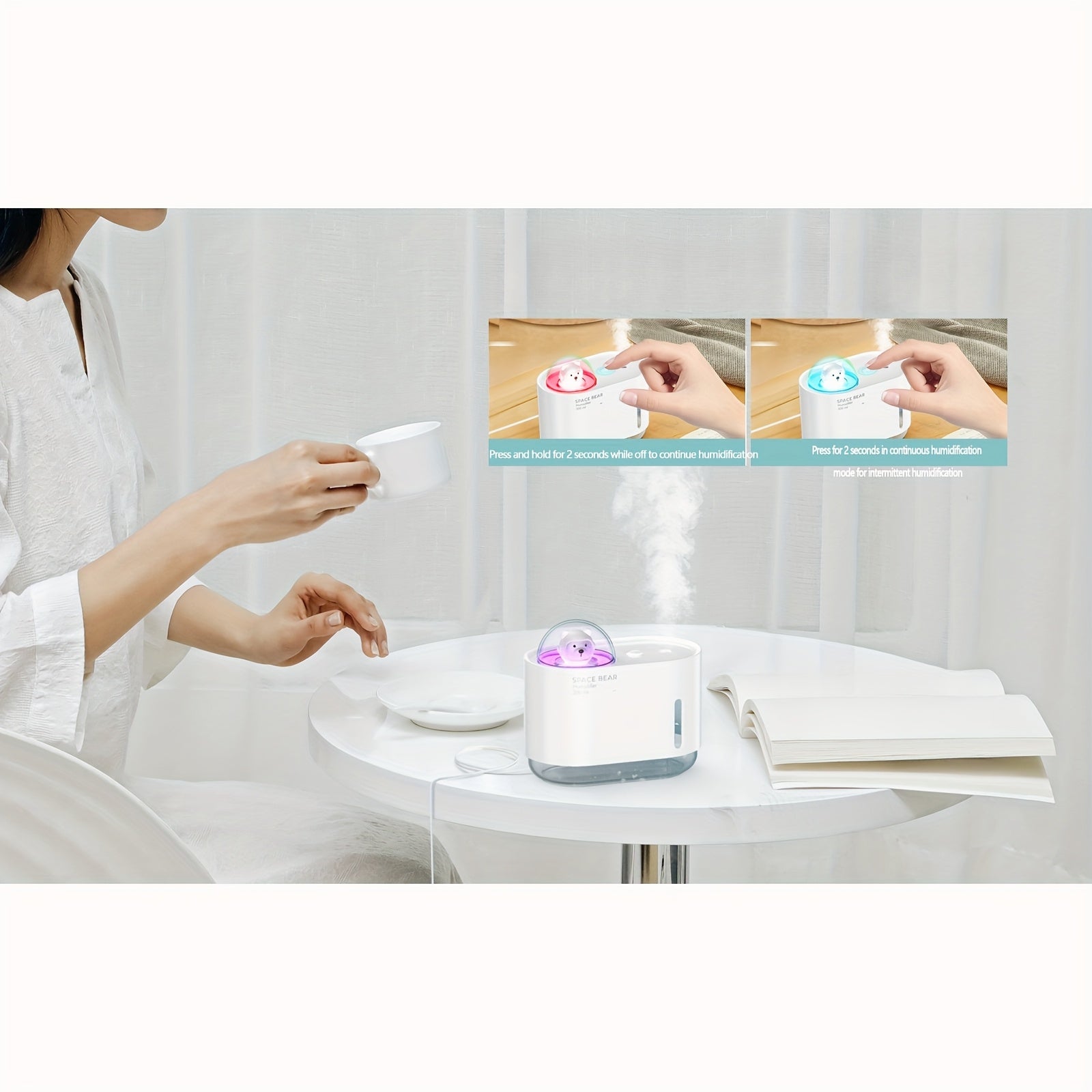 Portable Ultrasonic Cool Mist Humidifier with Night Light 2 Mist Modes Quiet Operation