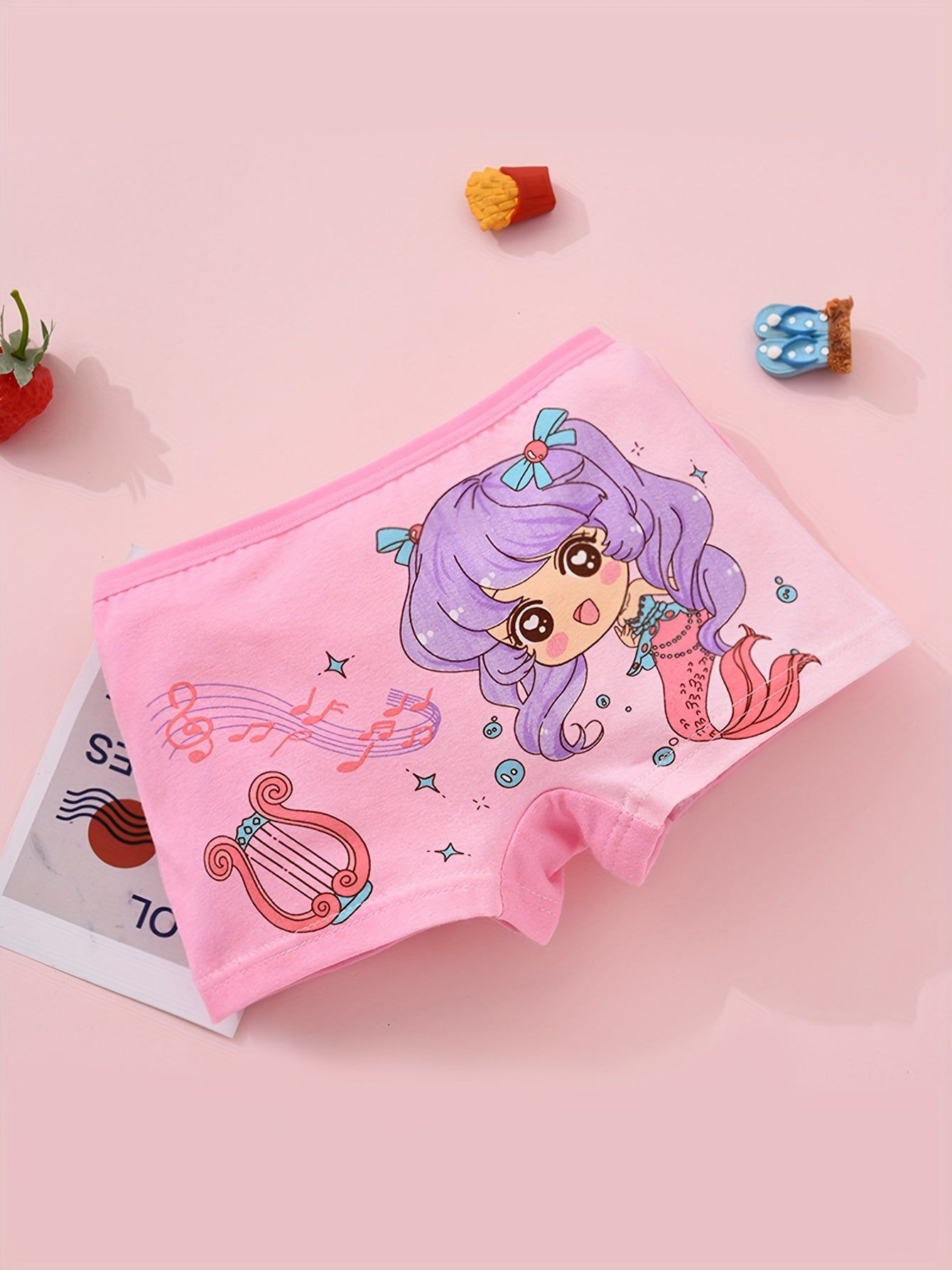 Girls Cotton Boxer Briefs 4 Pack with Heart and Plaid Prints for Children