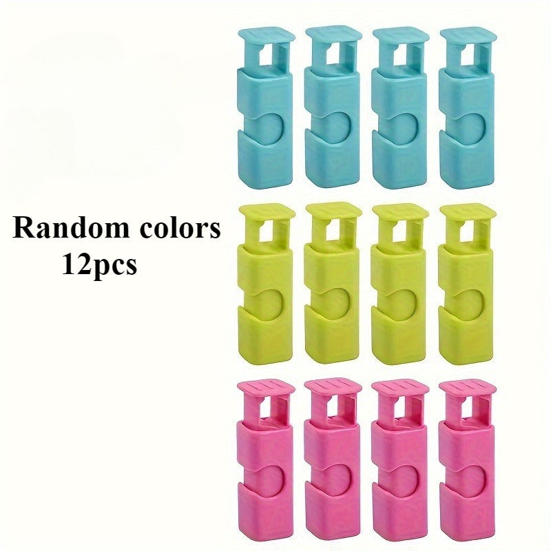 6 rangdagi 12 dona qayta ishlatiladigan plastmassa oziq-ovqat yopishqoq kliplar, non va atıştırmalıklarni havo o'tkazmaydigan saqlash uchun