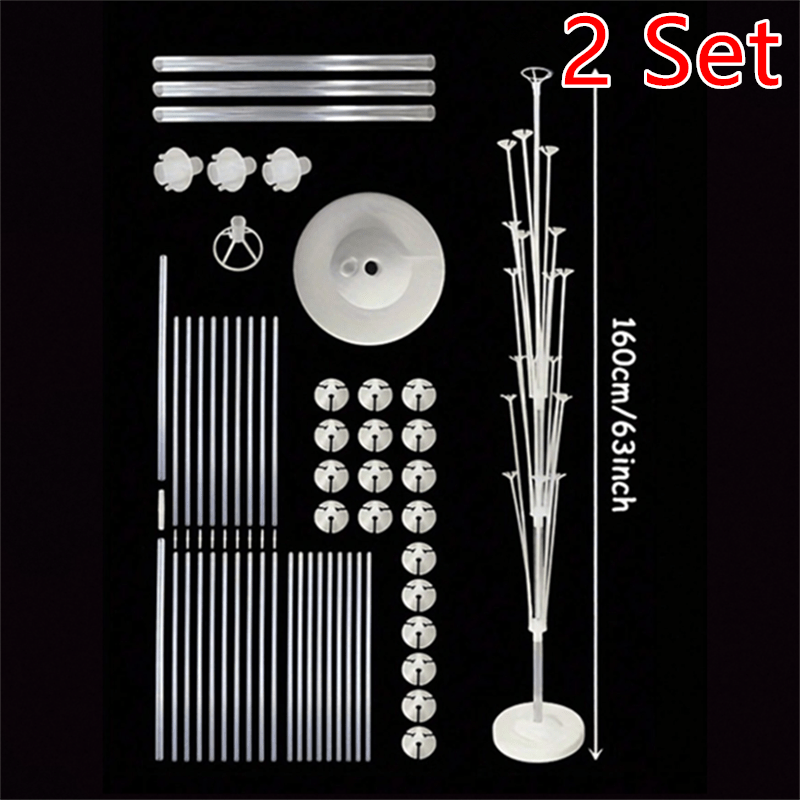 Giant Balloon Column Stands for Weddings and Parties 51/63 Inch White Plastic Set of Two