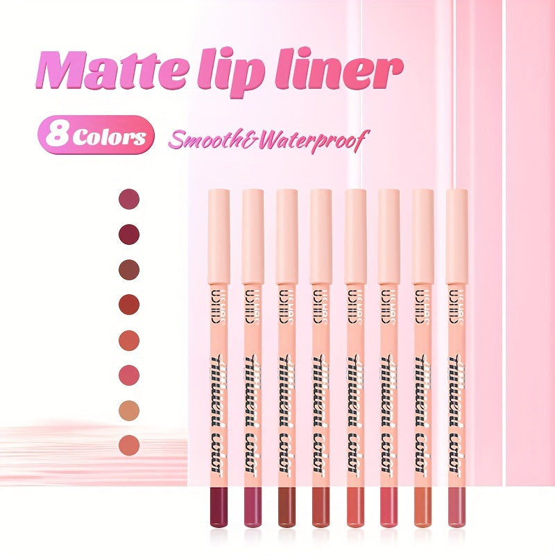 Women Natural Matte Lip Liner Set 8 Colors Waterproof Long-lasting Beauty