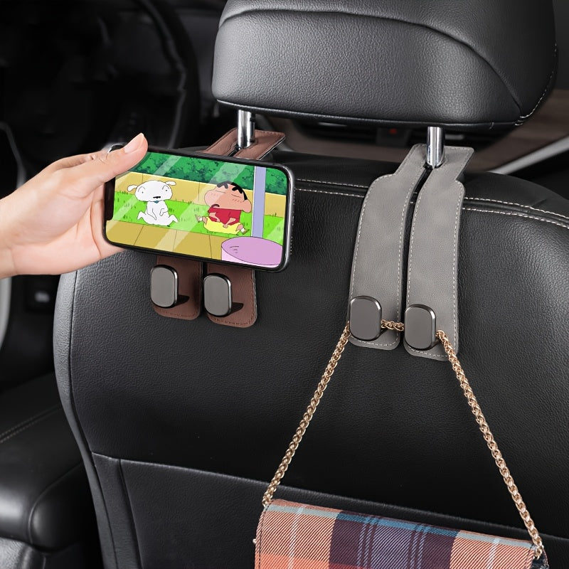 Organizador de respaldo para asiento de coche con doble gancho oculto, gancho de almacenamiento trasero de ABS para coche