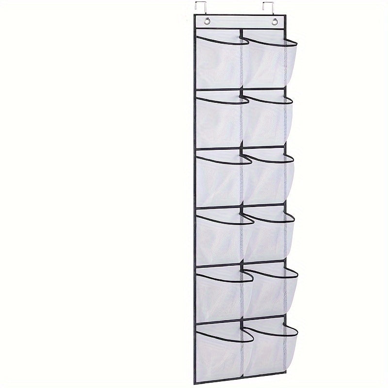 Hanging Fabric Storage Bags with 12 Pockets Wall-Mounted Mesh Pouches for Clothes Toys Snacks Shoes