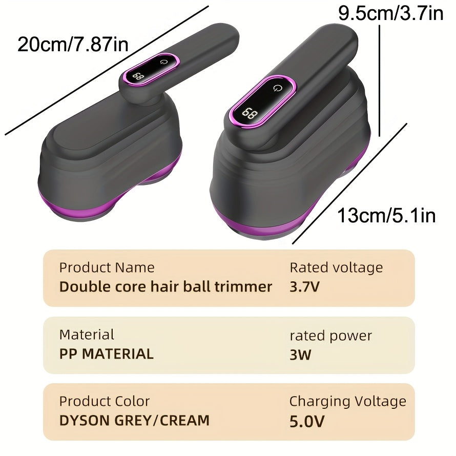 Electric Dual-Head Fabric Shaver with 12 Blades and Digital Display