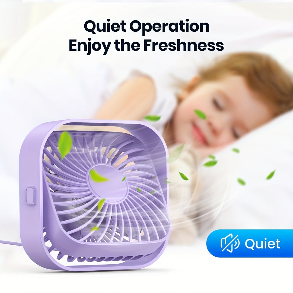 Mini USB Desk Fan Personal Portable Quiet Brushless Motor 4ft Cable