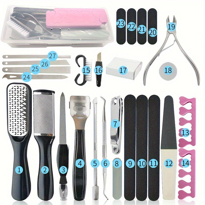 Professional Pedicure Tool Set with Foot File Nail Clipper and Stainless Steel Pedicure Knife