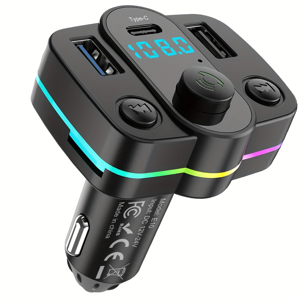 Wireless Car FM Transmitter MP3 Player Dual USB-C Charging Hands-Free Call