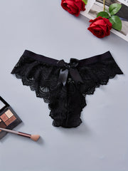 Ayollar uchun nafas oladigan nylon aralashmasidan tayyorlangan, yarim shaffof dizaynga ega bo'lgan dantelli kamzul bow-tie ichki kiyimlar qulay moslikni ta'minlaydi.