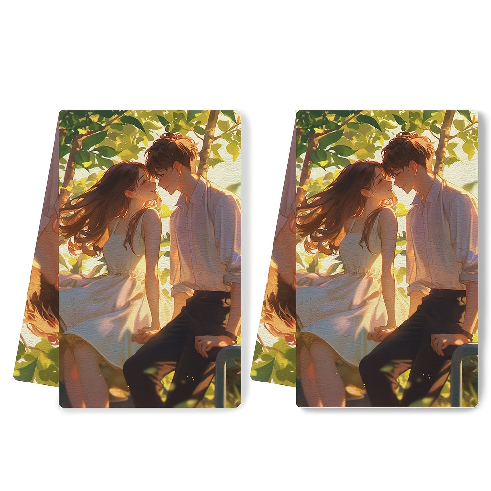 Set of 2 Ultra Soft Kitchen Towels 16x24 Inches Absorbent Holiday Decor