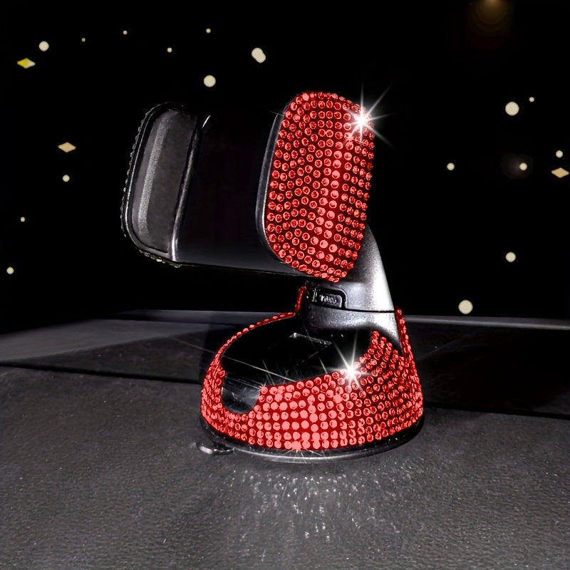 Soporte de teléfono para coche con cristales de lujo y soporte de succión giratorio para tablero y rejilla de ventilación