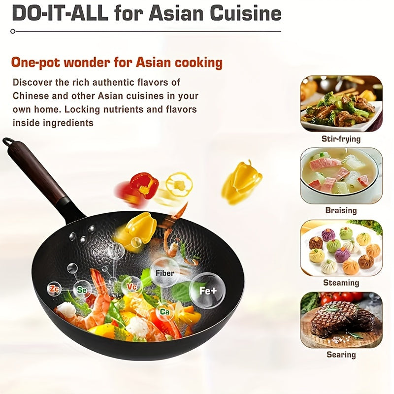 Cast Iron Skillet with Lid 32cm Non-Stick Induction Gas Stove Suitable for Home Cooking