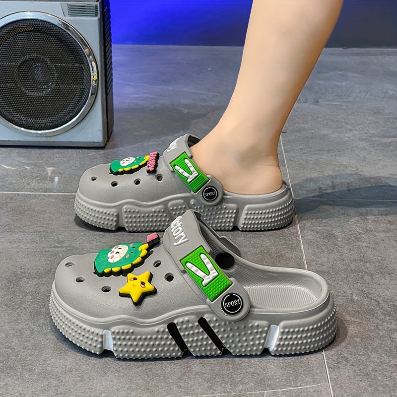 Yozgi qopqoq poyabzallari bolalar uchun, yoqimli multfilm charm bilan, ochiq havoda faoliyatlar uchun mukammal