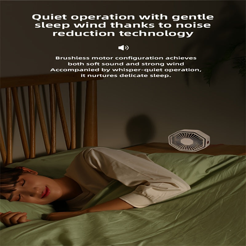 2024 USB Hexagonal Fan Portable Desktop Fan with Adjustable Speed and Manual Rotation