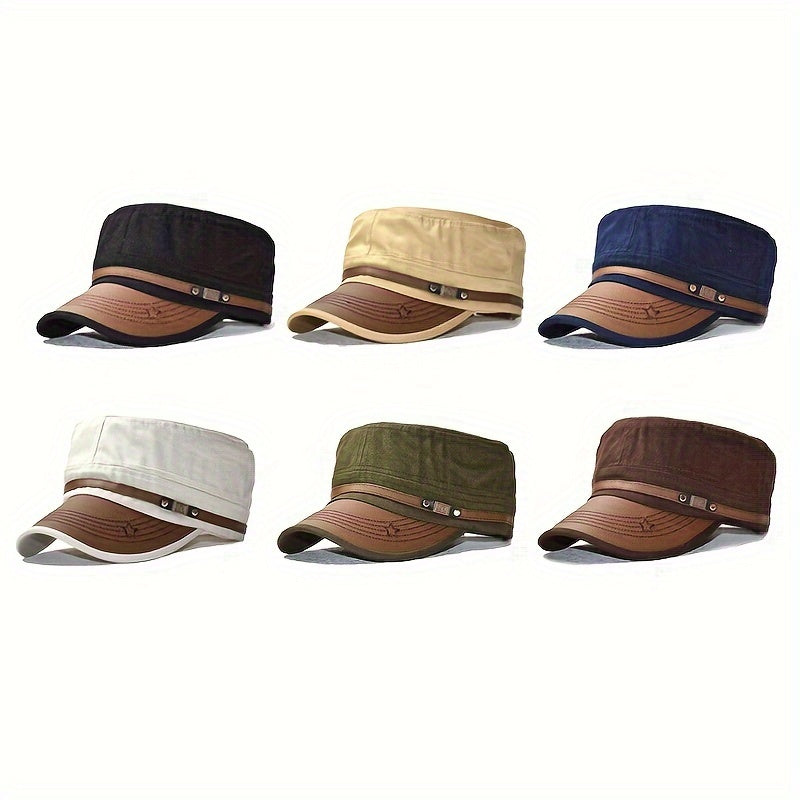 Gorra plana de mezcla de algodón para hombre con visera curva para protección solar en verano