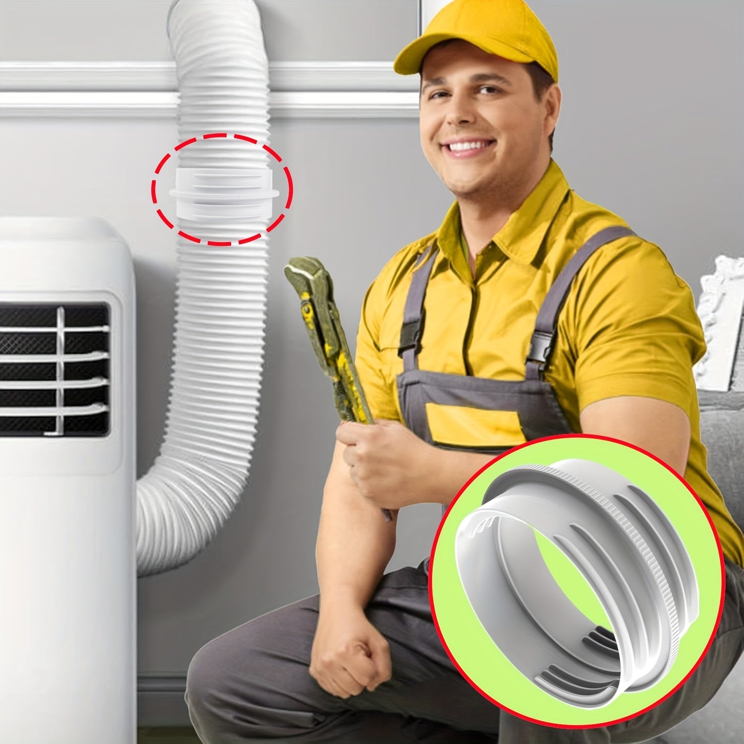 Portable Air Conditioner Hose Connector for 12.95cm and 14.99cm Exhaust Vent Hoses