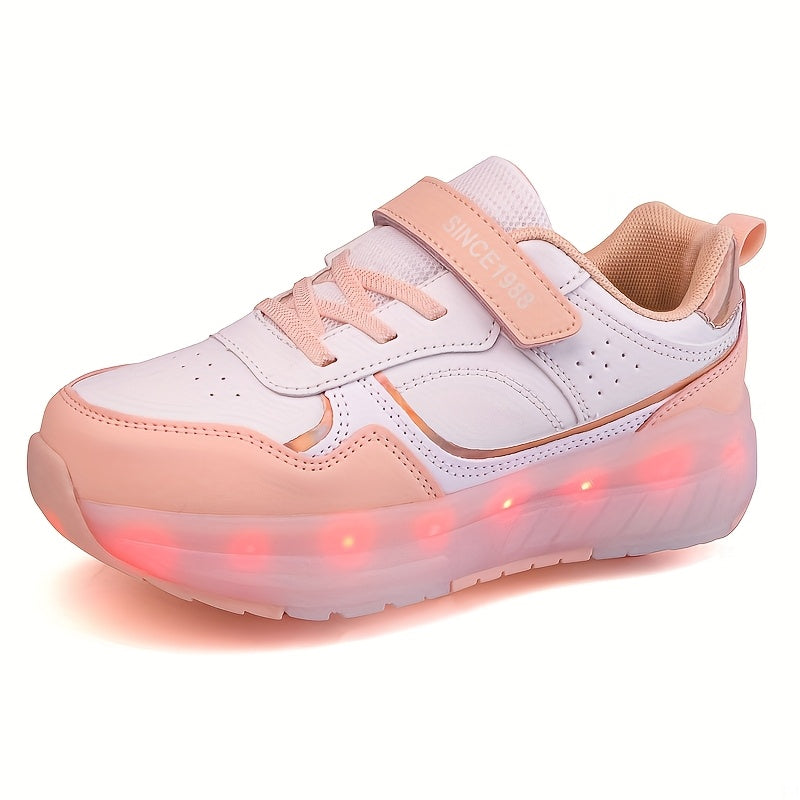 Kids' LED Roller Skating Shoes for Boys and Girls USB Chargeable Wear-Resistant All-Season