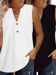 Набор из 2 топов без рукавов для женщин plus size, летние, с пуговицами спереди