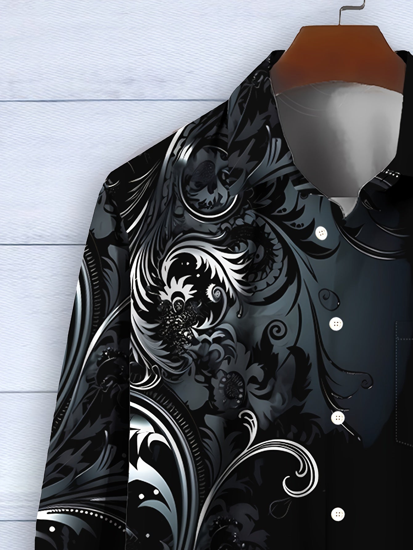 Men's Plus Size Floral Gradient 3D Print Long Sleeve Woven Shirt