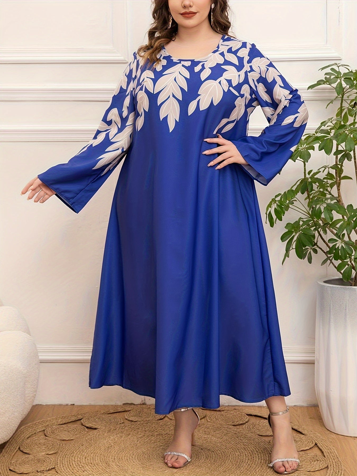 Women's Plus Size Loose Printed Dress for Middle East Fashion