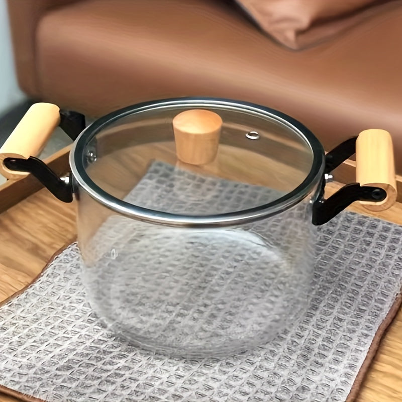 Borosilicate Glass Cookware Pot with Dual Handles High-Temperature Resistant Stovetop Compatible for Stir-Fry