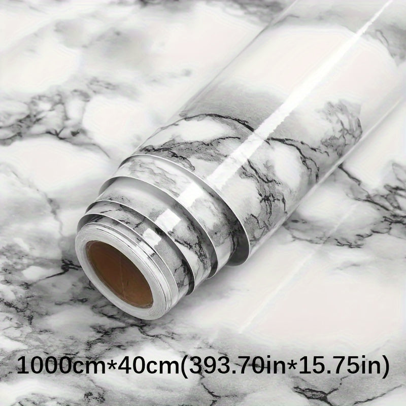Marble Texture Self-Adhesive Wallpaper Waterproof Oil Heat Resistant Vinyl for Kitchen Bathroom Room Renovation