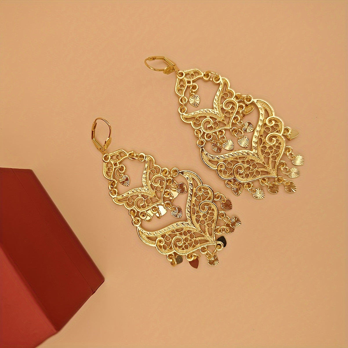 Women's Tassel Earrings with Long Metal Hollow Drop Design for Festivals and Celebrations