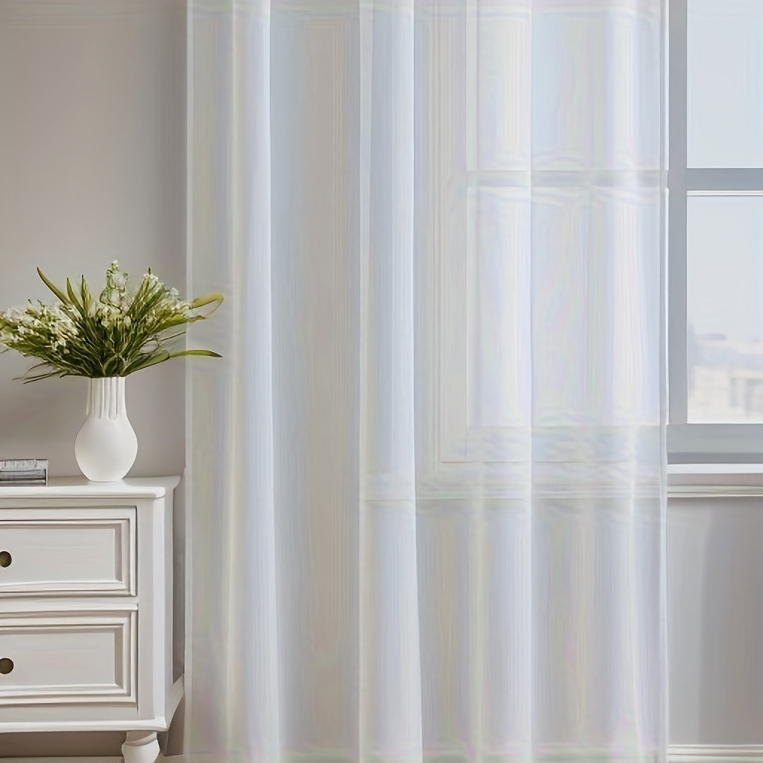 White Transparent Curtains for Living Room Bedroom Office Light Filtering Privacy 2 Panels