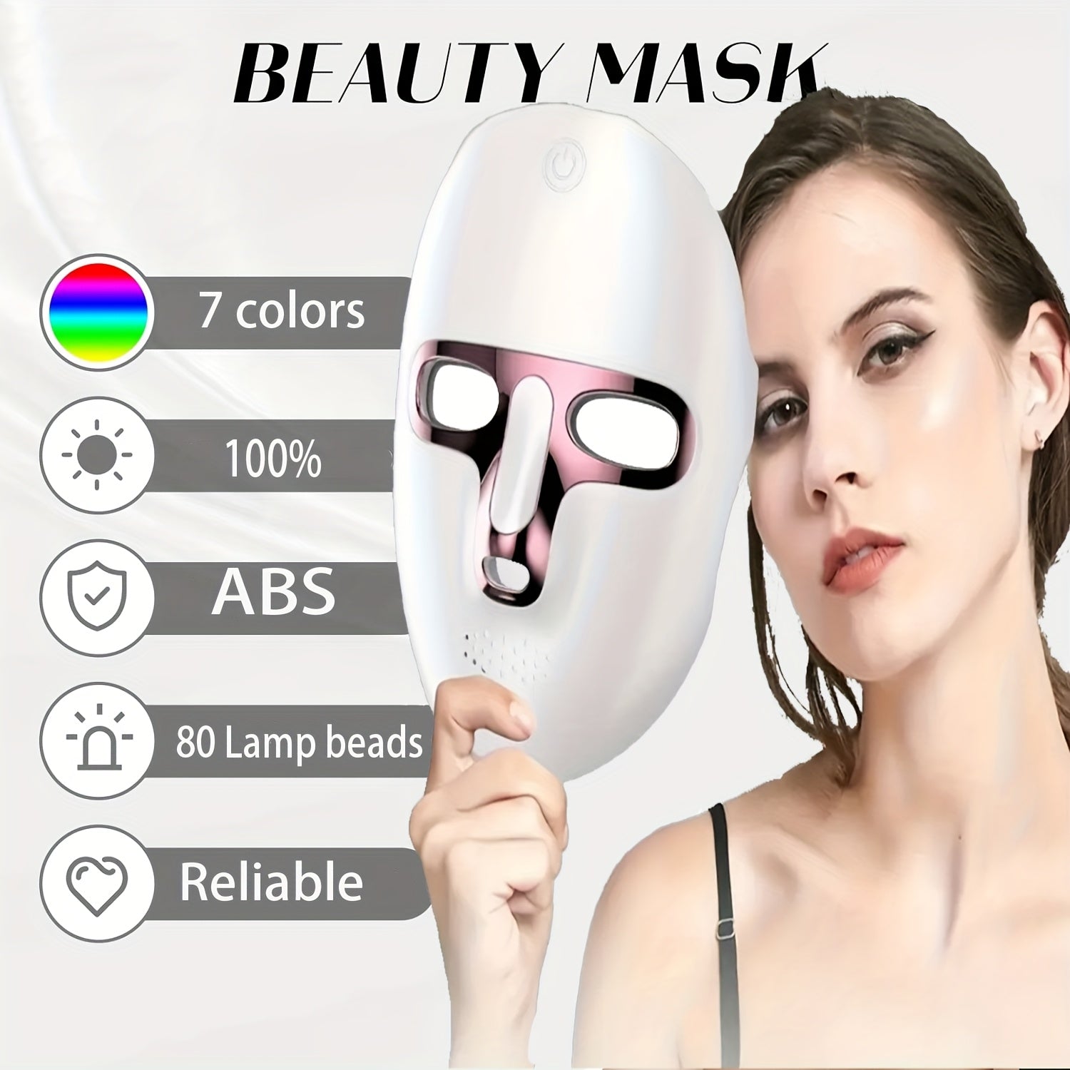 Dispositivo de mascarilla facial con carga USB, batería grande, 7 colores para hombres y mujeres