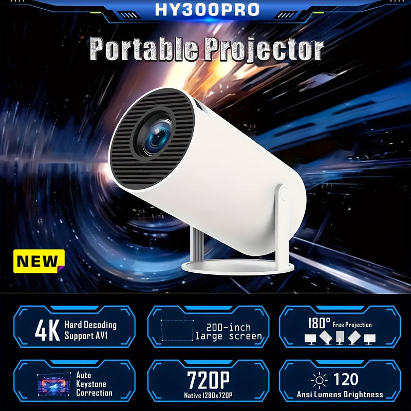 Mini 4K Portable Projector with WiFi 6, 720P Support, 180° Adjustments