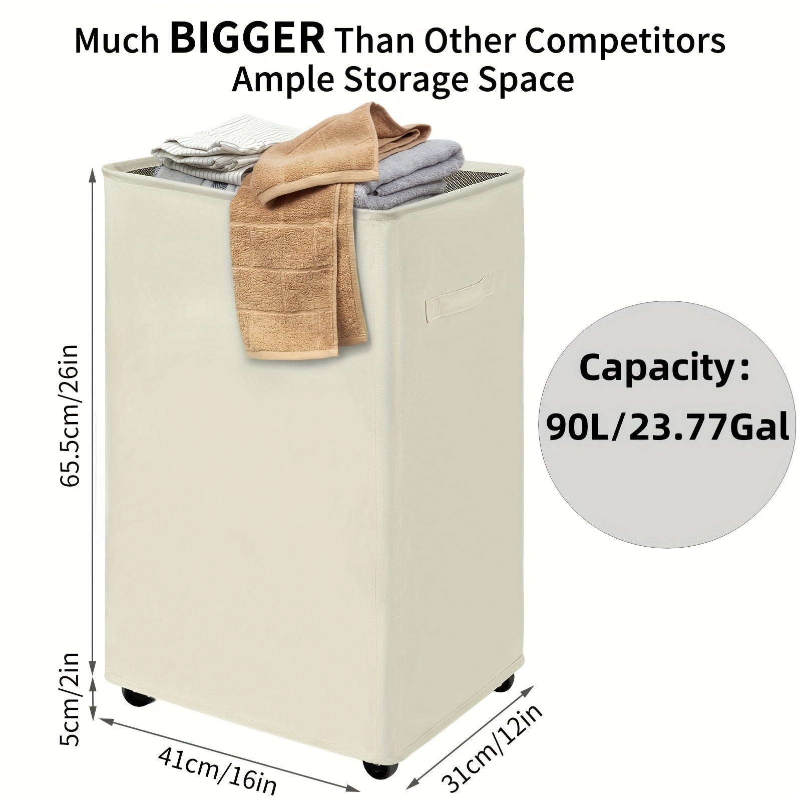 G'ildirakli kir yuvish savati - 45L sig'im, oson saqlash va ko'chirish uchun ingichka dizayn - hammom, yotoqxona va yotoqni tartibga solish uchun ideal - egiluvchan va yengil - iflos kiyimlarni saqlash uchun mukammal