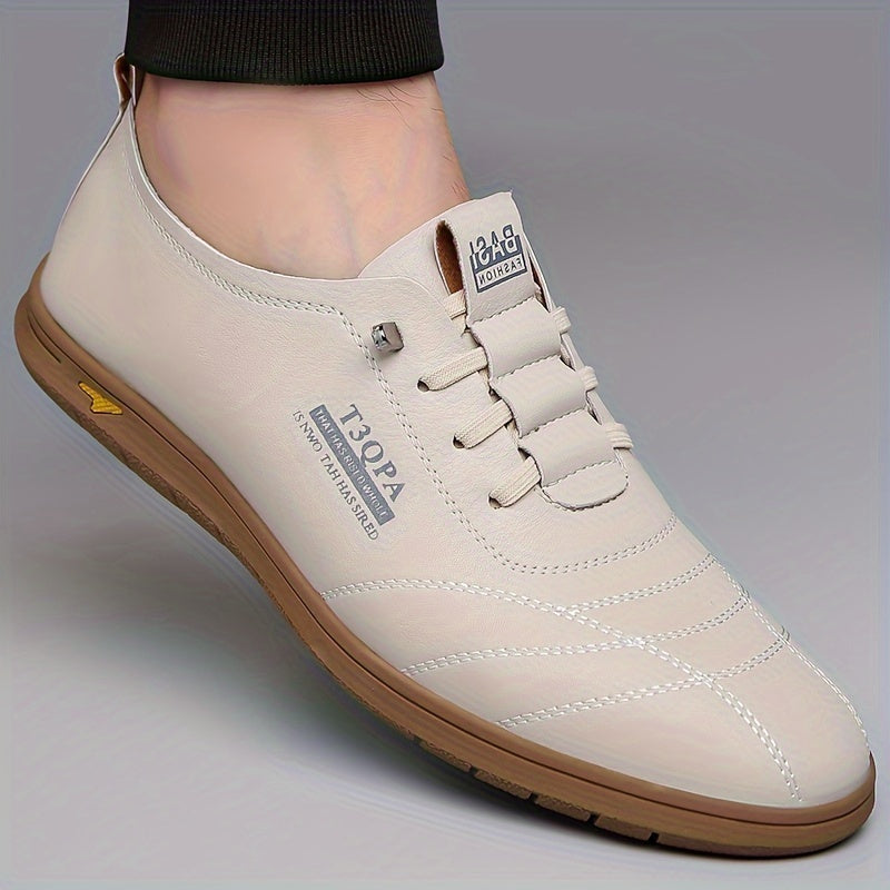 Men's Casual Sneakers Low Top Solid Color Microfiber Synthetic Leather Rubber Sole