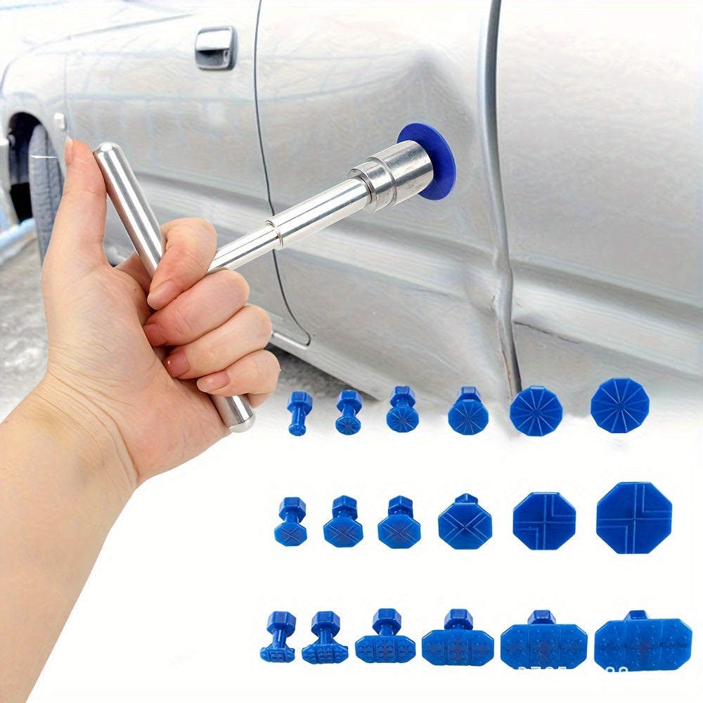 19-Piece Manual Dent Repair Kit with Blue Plugs for Car Bodywork and Fender