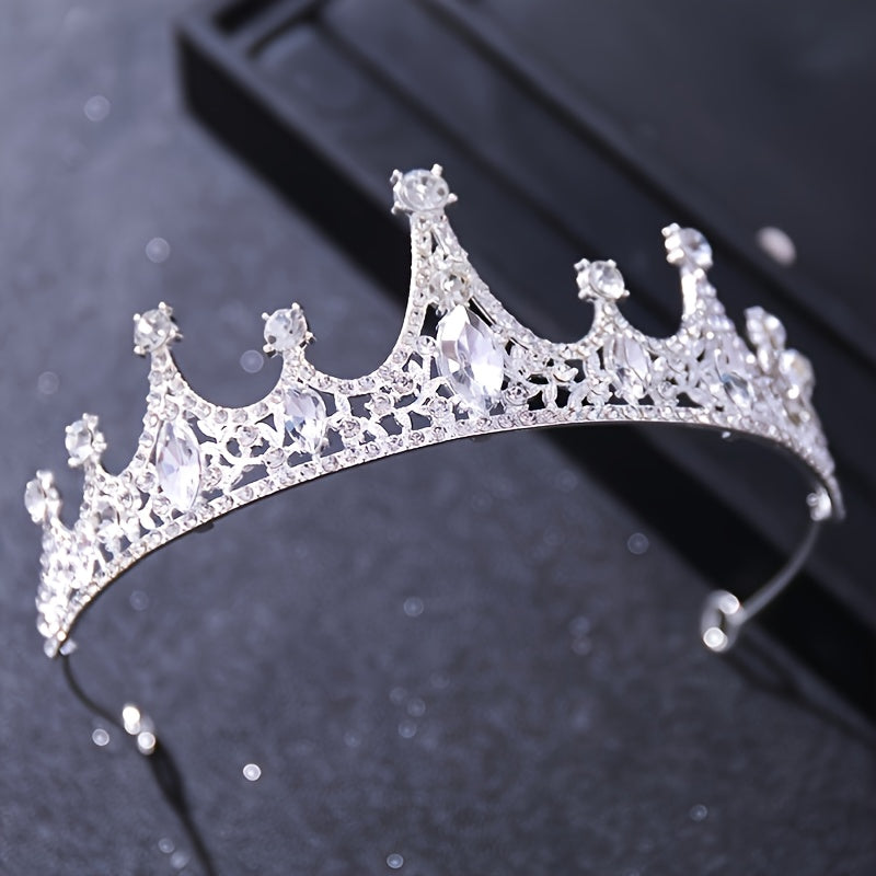 Girls Princess Tiara Headband with Flowers and Rhinestones for Halloween, Birthday, Cosplay