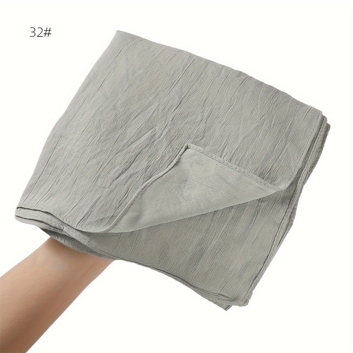 Breathable Muslim Women Hijab Solid Color Casual Crinkled Texture Sun and Wind Protection