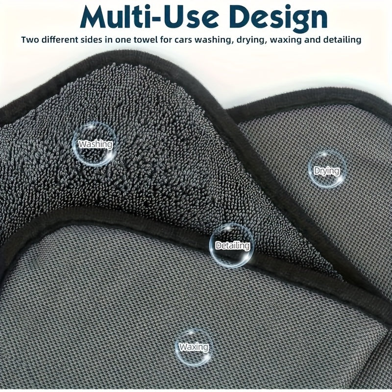 Большое микрофибровое полотенце для сушки автомобиля 600 г/м², без разводов, впитывающее, с закрученным петлёй