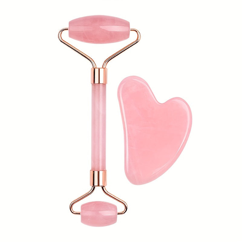 Facial Massage Tools Set Dual Head Roller Heart-Shaped Scraping Board Odorless Battery-Free