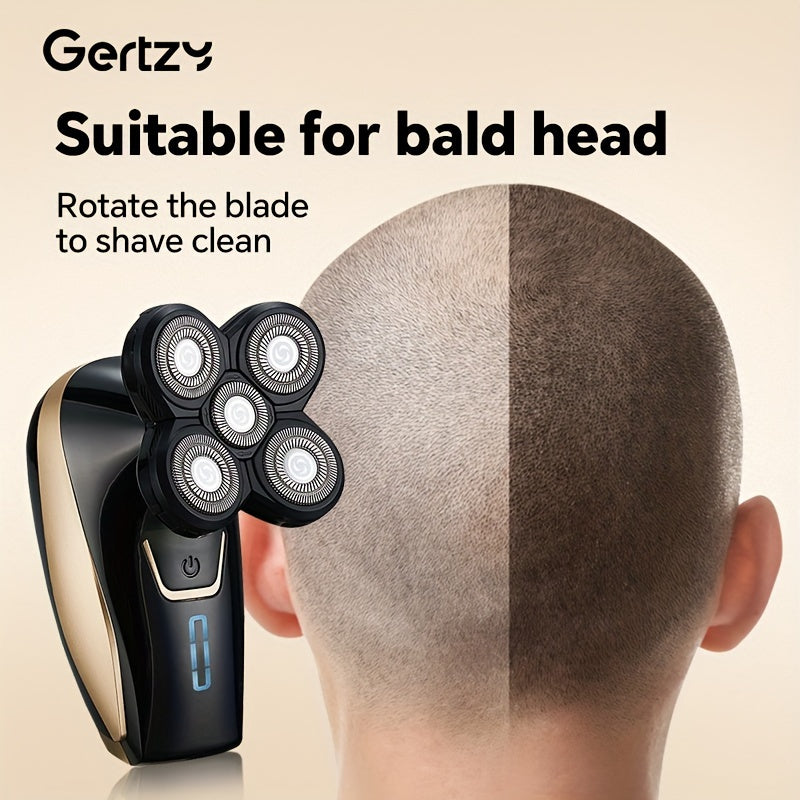 Men's Cordless Electric Head Shaver Wet Dry Rotary 5 Floating Heads