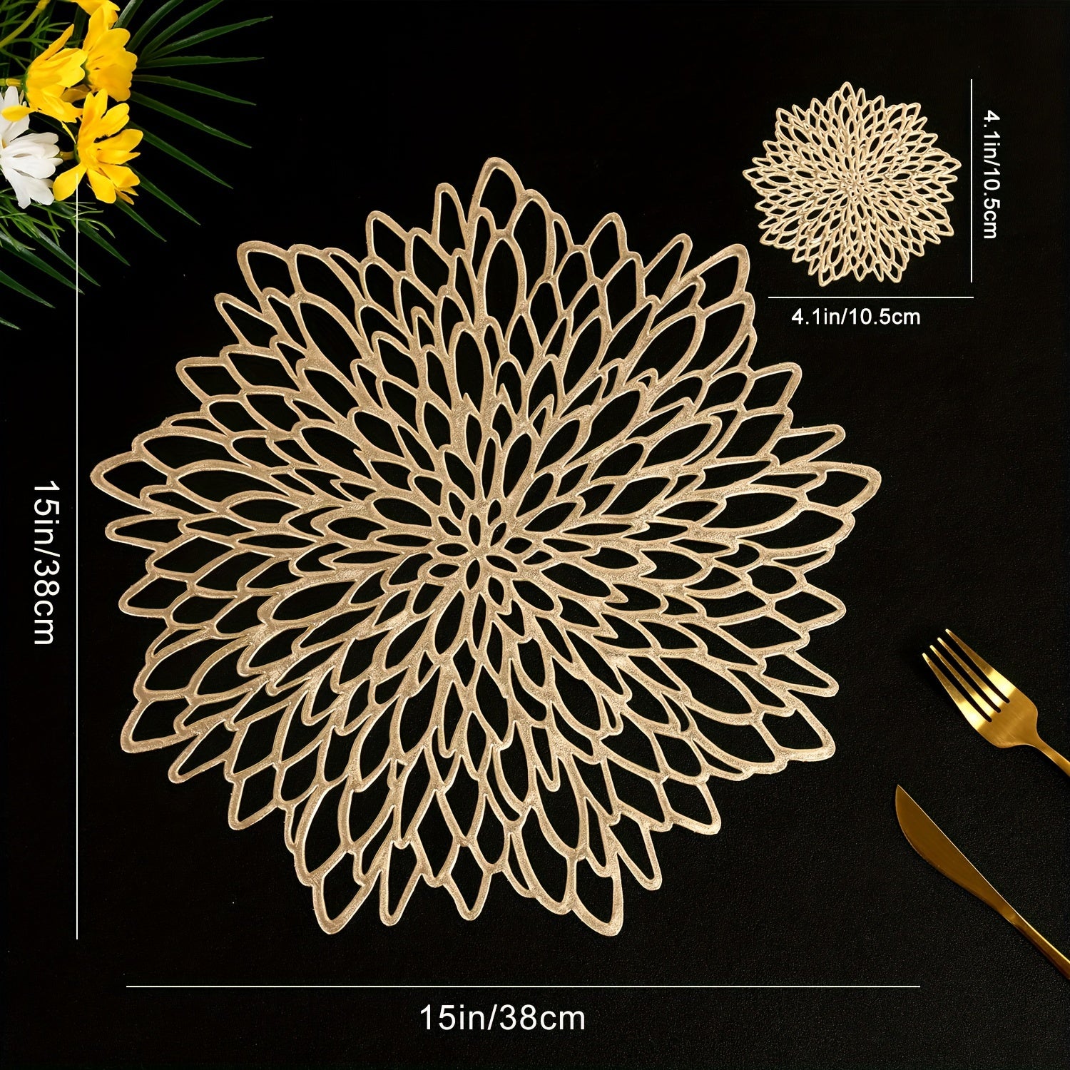 Juego de manteles individuales y posavasos de flor de hibisco, resistentes al calor, antideslizantes para hoteles, restaurantes, cocinas, 4, 8, 12, 16 piezas