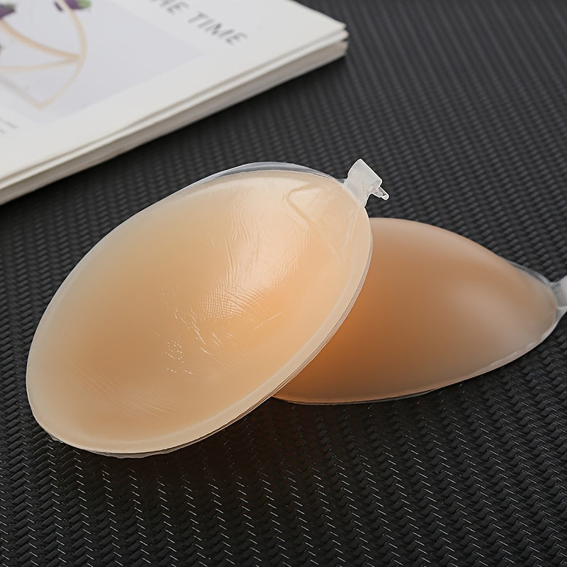 Silicone Strapless Invisible Bra with Self-Adhesive Backless Push-Up Nipple Covers for Women