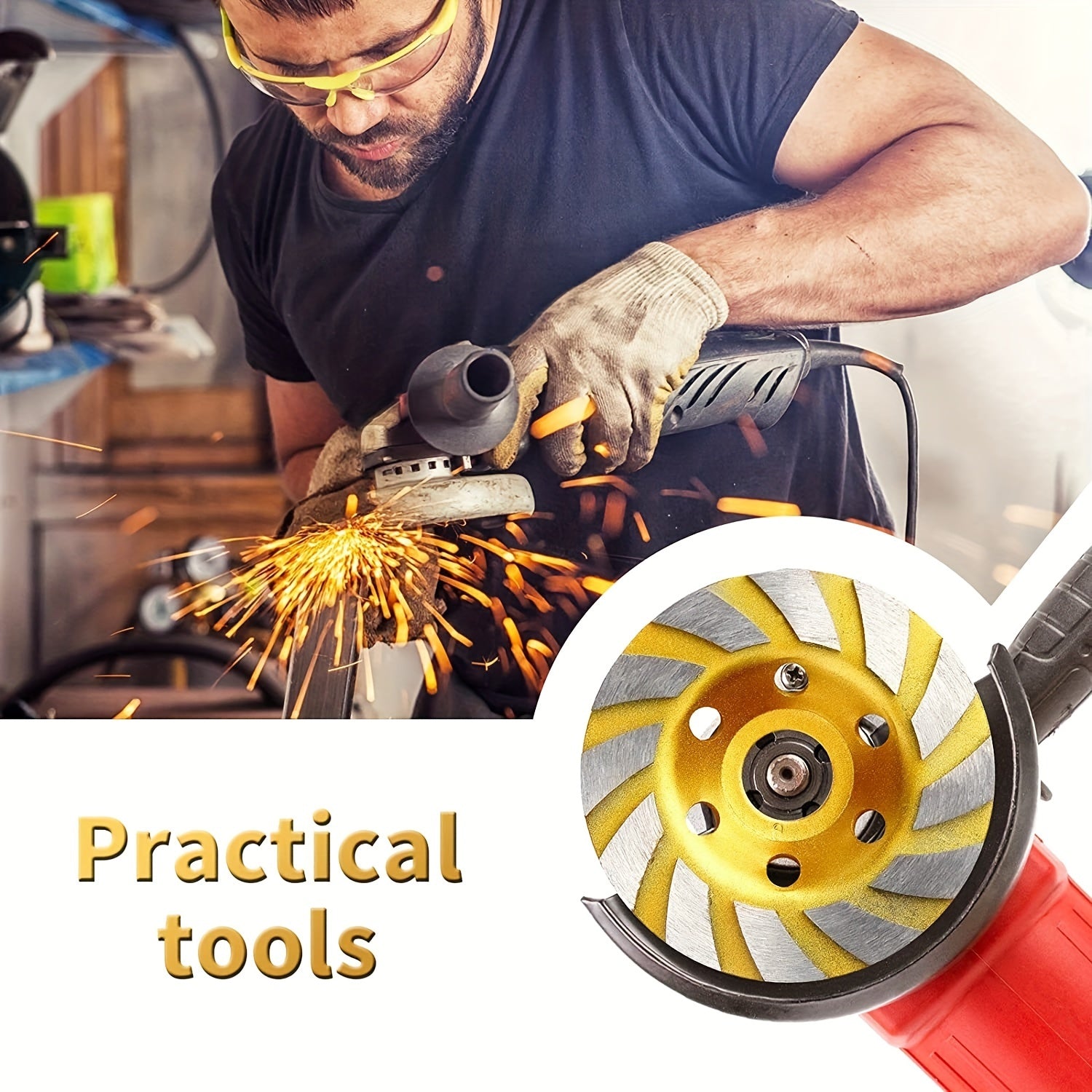 Concrete Turbo Diamond Grinding Cup Wheel 10.16cm 12 Segs Heavy Duty Angle Grinder Tool