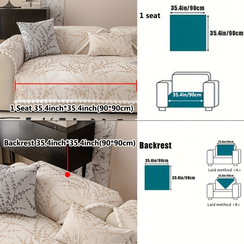 Chenille Jacquard Sofa Cover Non-slip Anti-Cat Scratch All-Season Furniture Protector