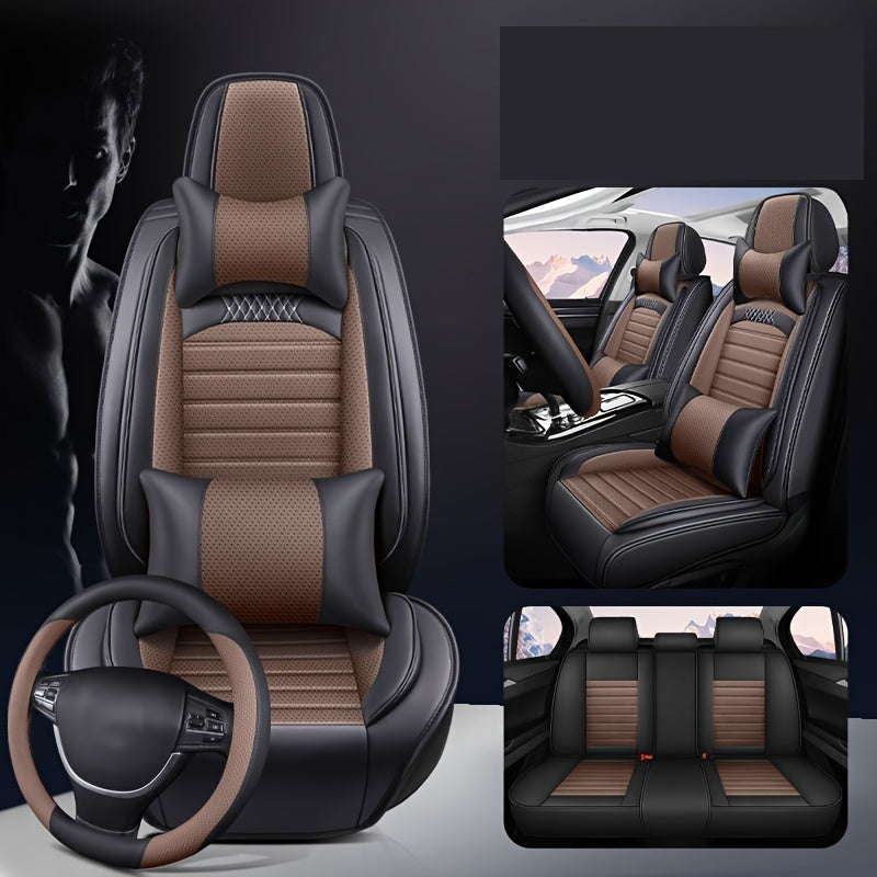 Universal PU Leather Seat Covers Full Set for 5-Seater All-Season
