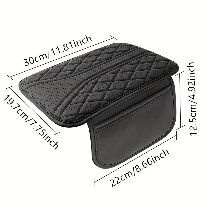 Car Interior Armrest Pad with Storage Bag PU Leather Durable Accessory