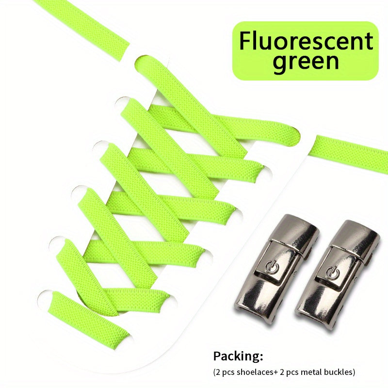 Unisex Elastic No Tie Shoelaces Set Widened Flat Dress Shoe Laces