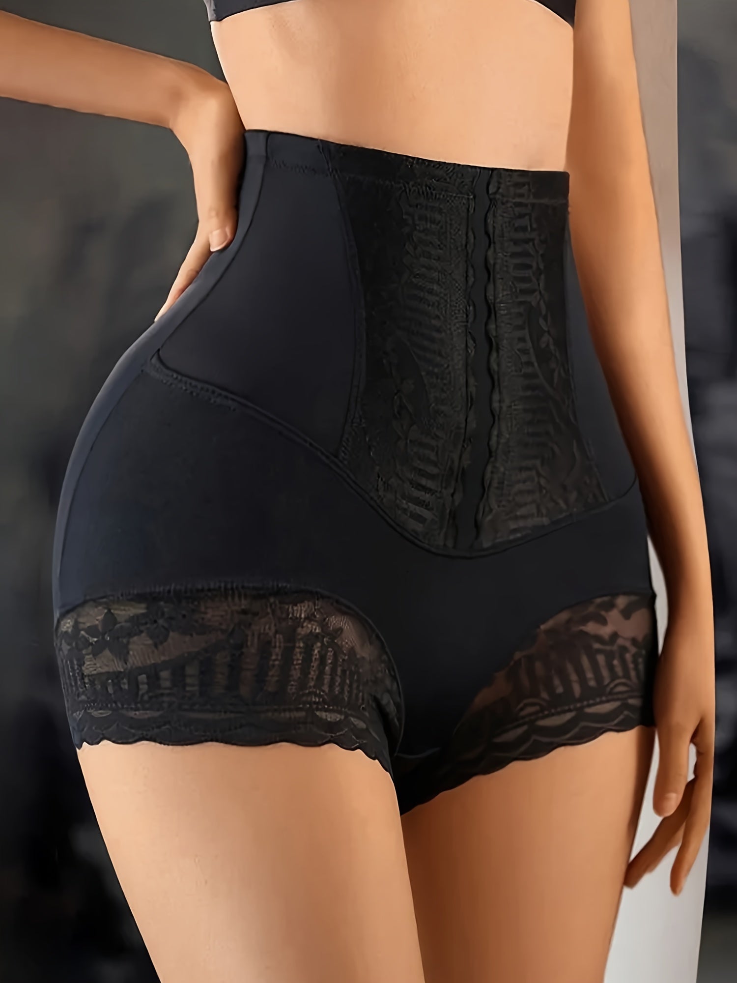 Women's High-Waist Shapewear Panties Breathable Nylon Lace Belly Control Hip Lift Summer