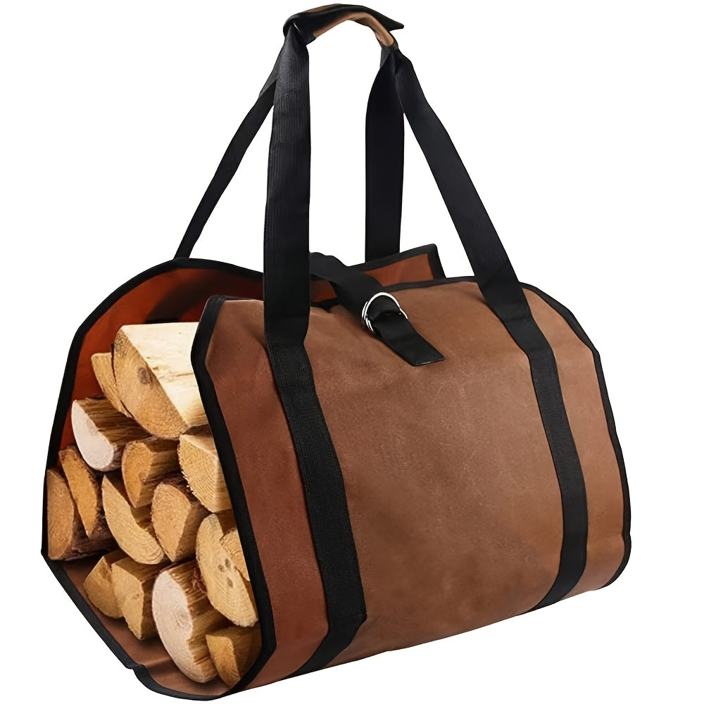 Sturdy PVC Firewood Carrier Bag with Handles for Camping and Fireplace Storage