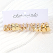 Набор из 12 стильных геометрических закрученных серьг-кольцев для женщин, идеально подходящих для повседневной носки, вечеринок и в качестве подарков.