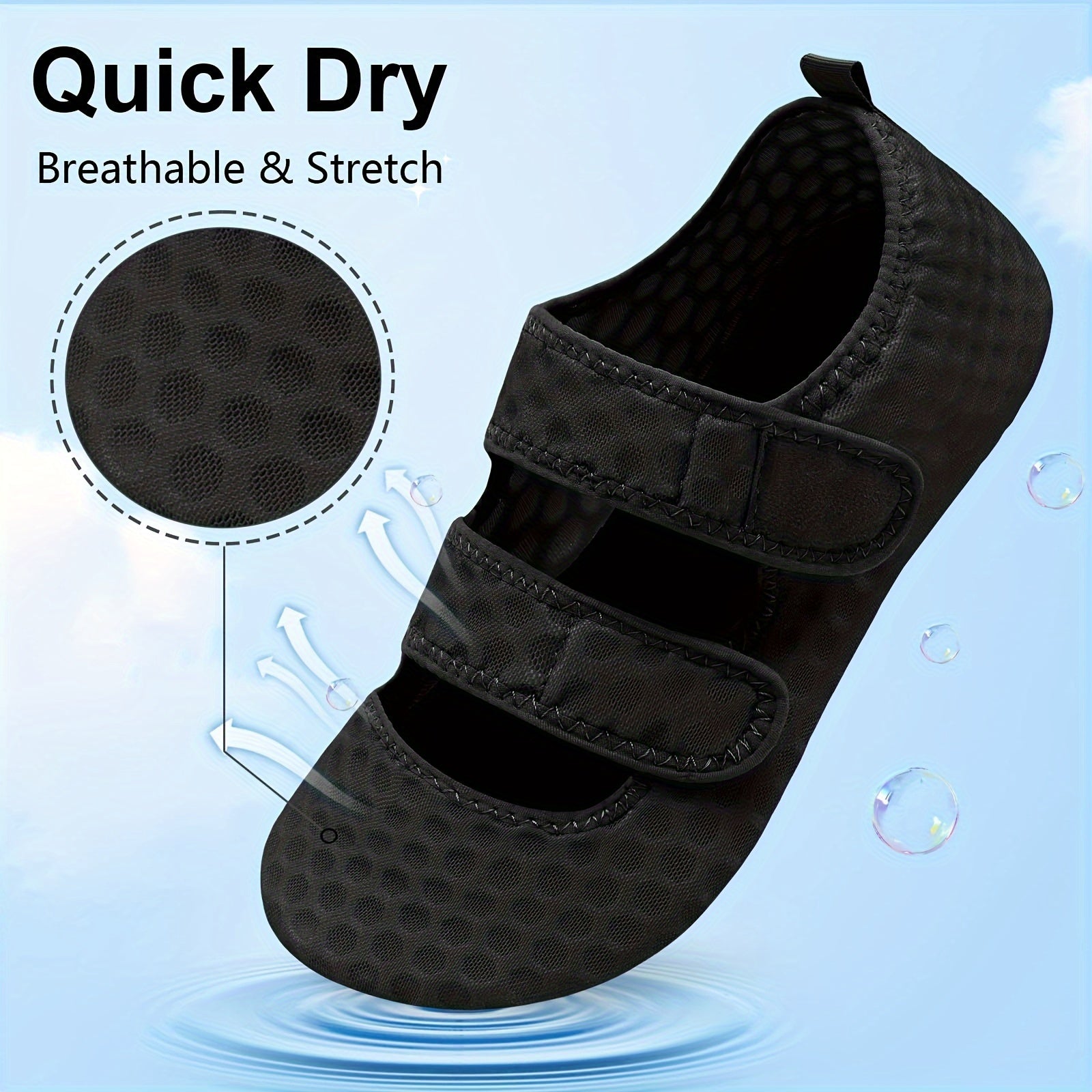 Water Shoes for Women & Men, Breathable & Quick-Dry, Adjustable, Rubber Sole