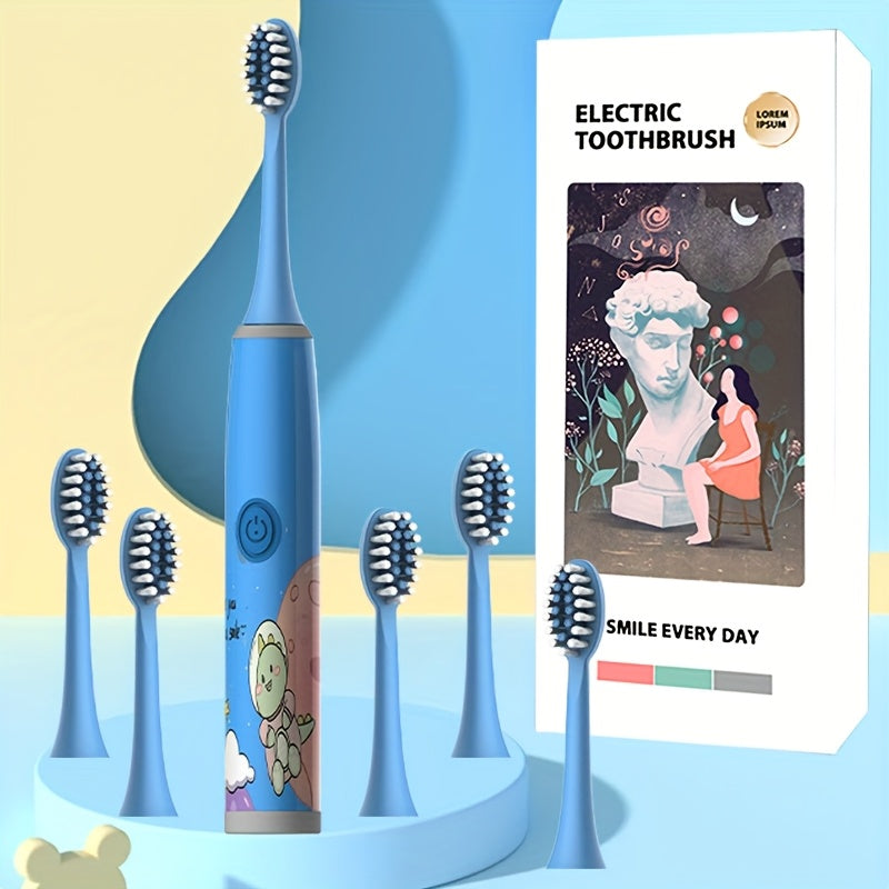 Kids Electric Toothbrush with 2-6 Brush Heads Soft Bristles Space Series