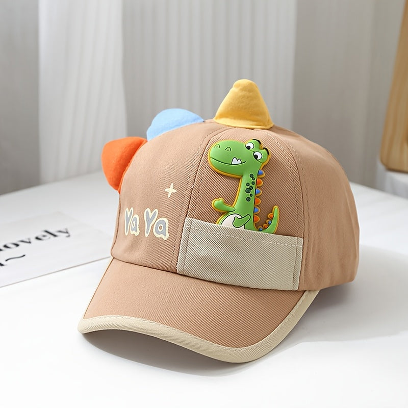 Kids Boys Baseball Cap with Cartoon Dinosaur Sun Protection for 1-3 Years